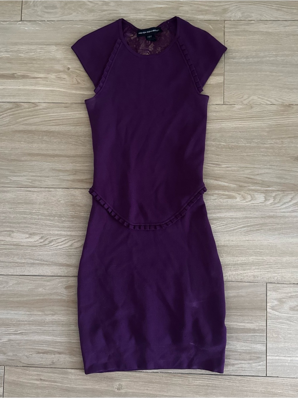 French Connection Mini Bodycon Dress with Lace Back, Size US 4